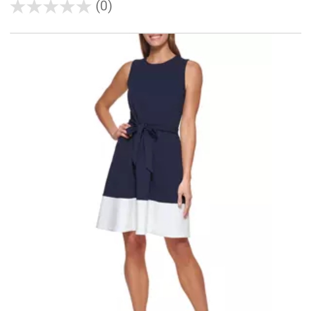 DKNY Navy and White Sleeveless Dress NWT